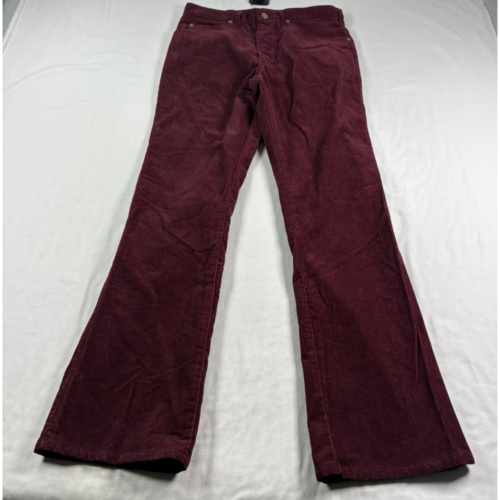 Vintage 80s Lee Corduroy Pants Mens 32x32 Red Flare Western Cowboy USA Made